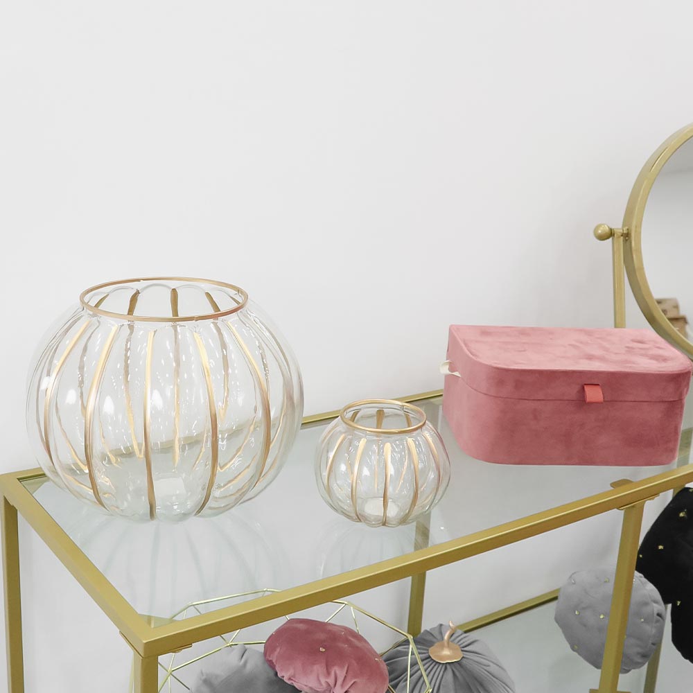 Gold glass ball candle holder