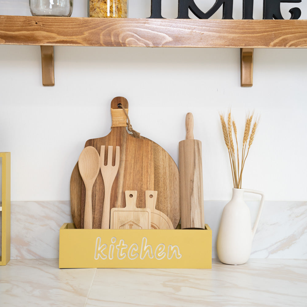 Wooden chopping board with engraved Kitchen writing