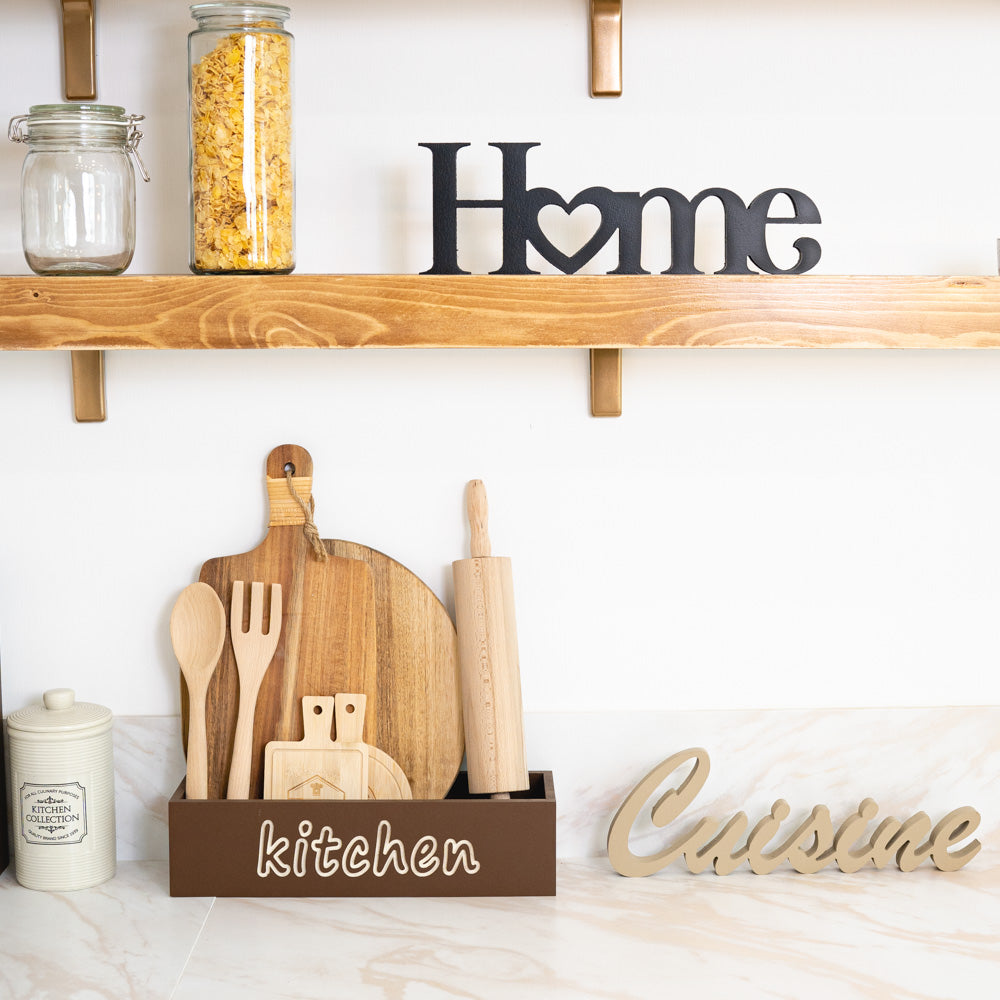 Wooden chopping board with engraved Kitchen writing