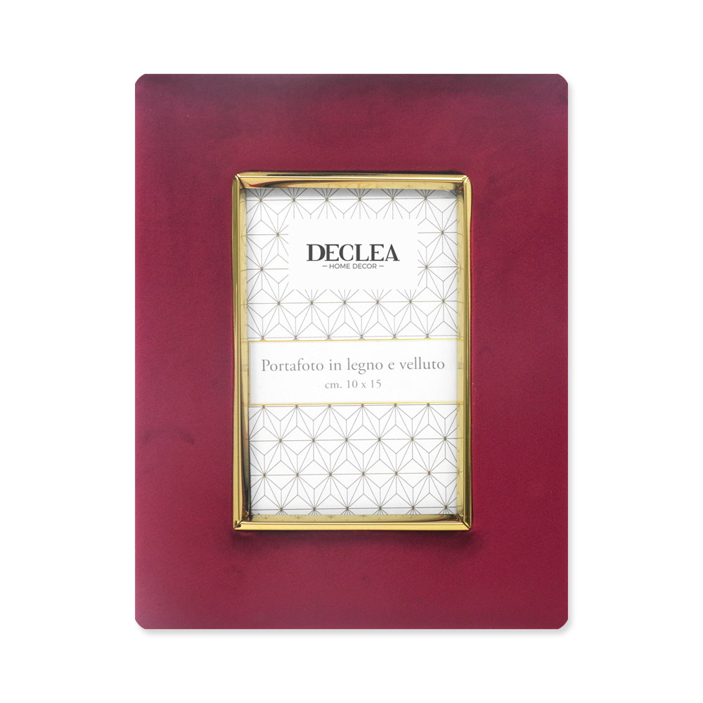Red velvet and wood photo frame
