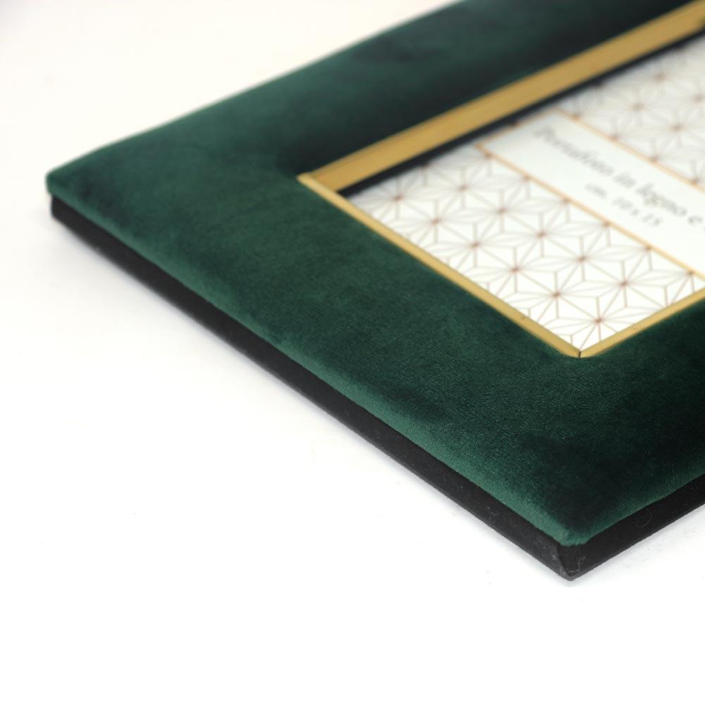 Green velvet and wood photo frame