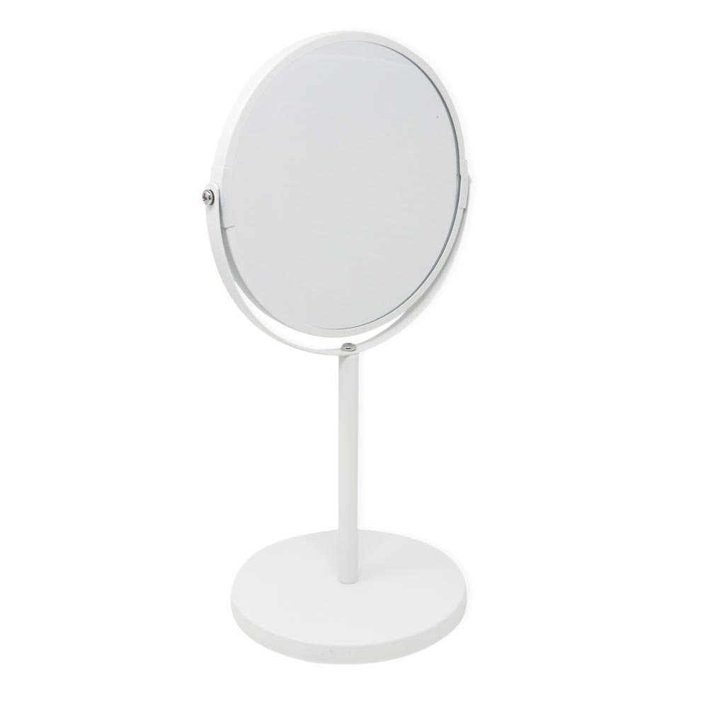Specchio girevole da trucco con supporto in metallo Bianco