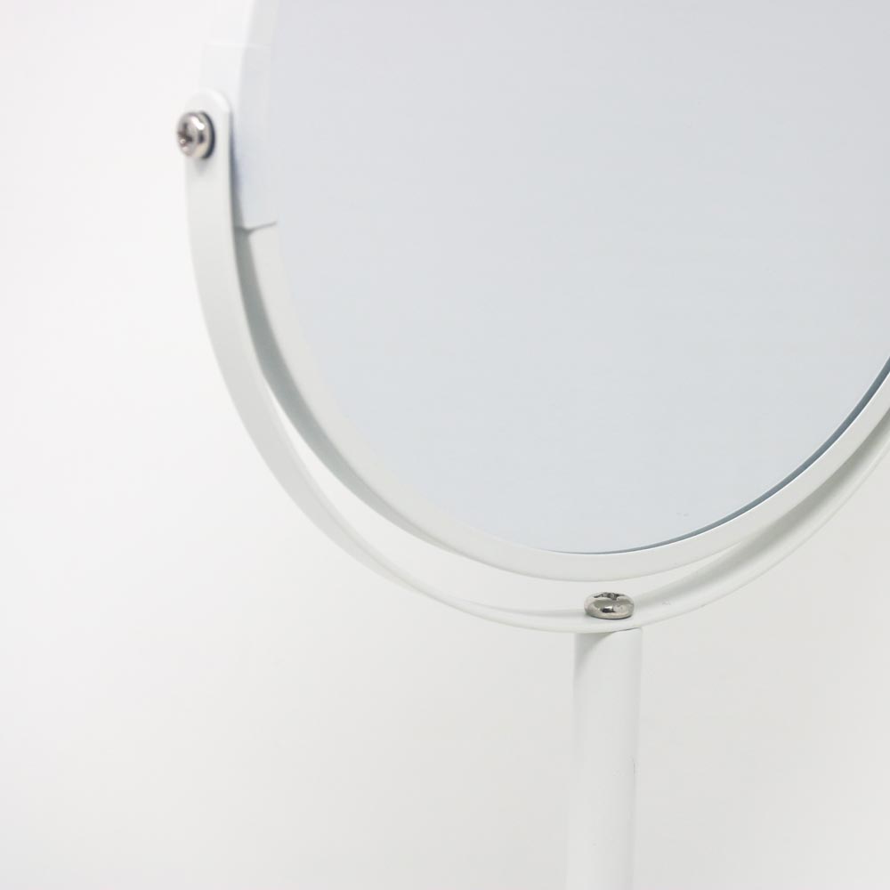Specchio girevole da trucco con supporto in metallo Bianco