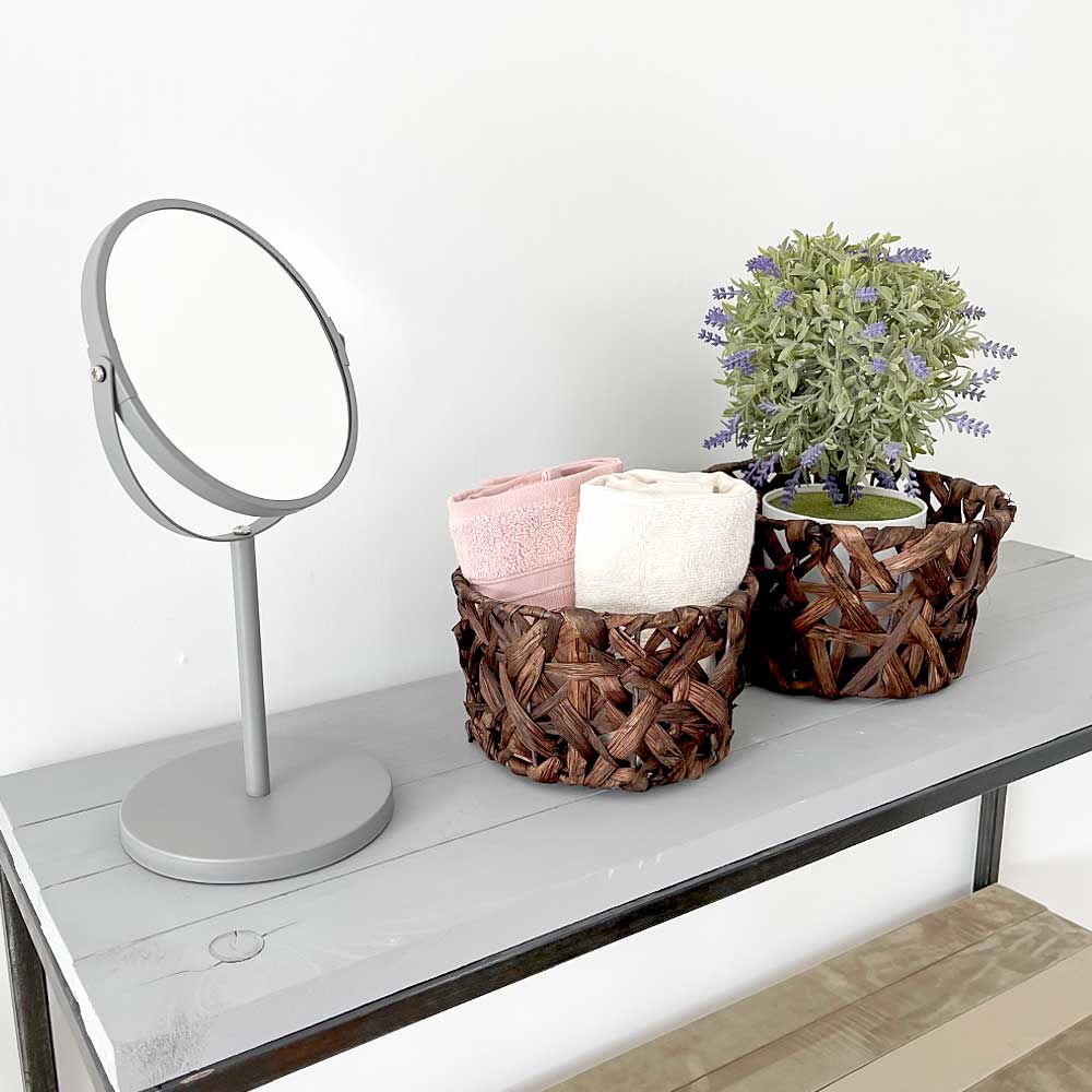 Specchio girevole da trucco con supporto in metallo Bianco