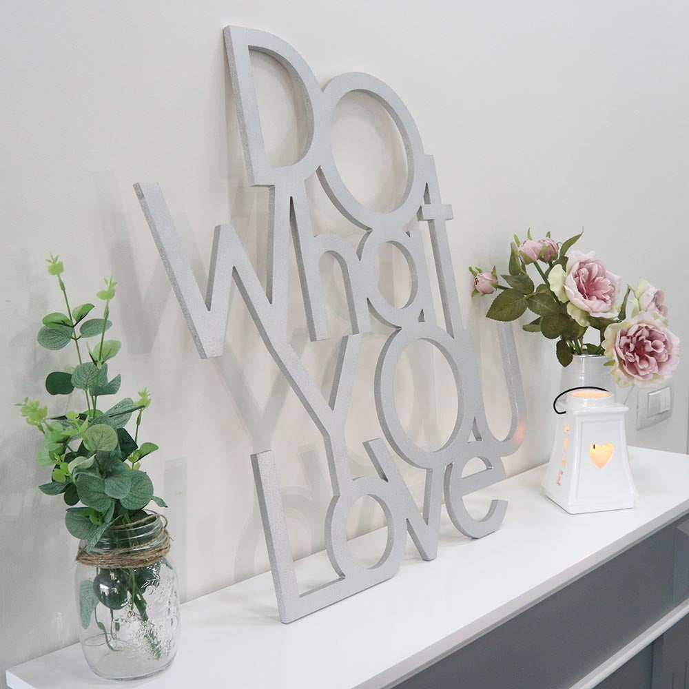 scritta in legno do what you love - decorazione per l'ingresso o salotto