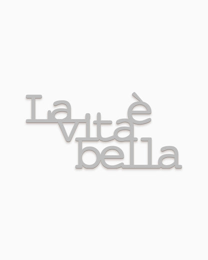 scritta in legno decorazione casa la vita è bella idea regalo #colore_grigio-medio