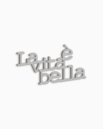 scritta in legno decorazione casa la vita è bella idea regalo #colore_grigio-medio