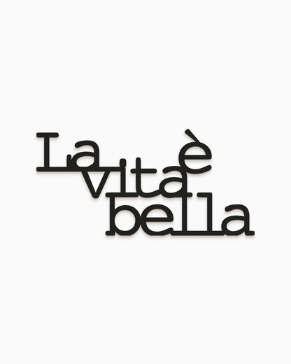 scritta in legno decorazione casa la vita è bella idea regalo #colore_nero