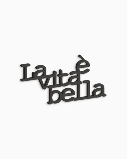 scritta in legno decorazione casa la vita è bella idea regalo #colore_nero