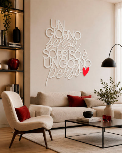 Scritta Un giorno senza un sorriso è un giorno perso