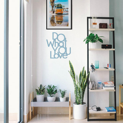 scritta in legno do what you love - decorazione per l'ingresso o salotto #colore_azzurro-polvere