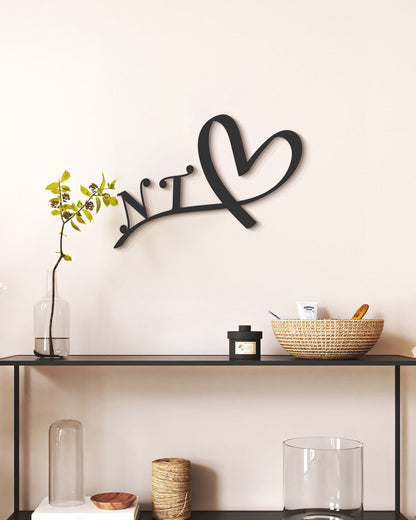 Scritta in legno Cuore con iniziali