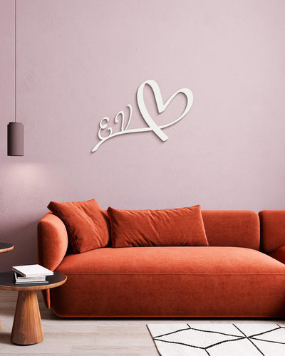 Scritta in legno Cuore con iniziali