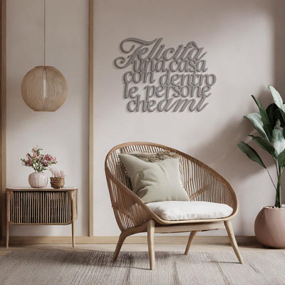 Scritta in Legno Felicità con le persone che ami