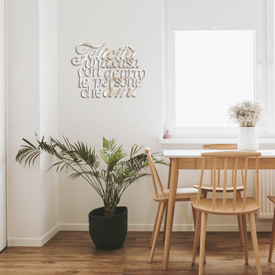 Scritta in Legno Felicità con le persone che ami