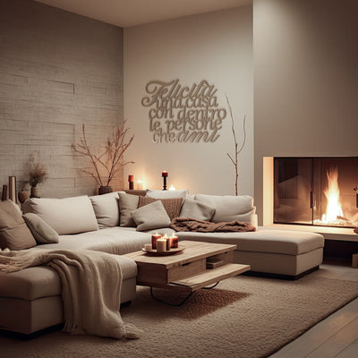 Scritta in Legno Felicità con le persone che ami