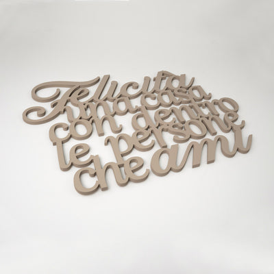 Scritta in Legno Felicità con le persone che ami