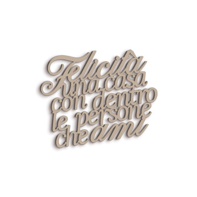 Scritta in Legno Felicità con le persone che ami