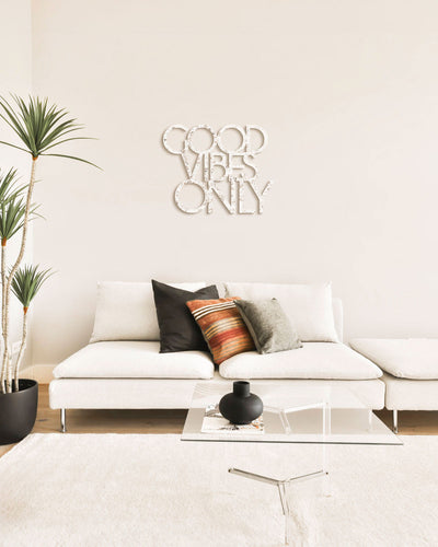 scritta decorativa per la casa motivazionale idea regalo scritta in legno good vibes only 