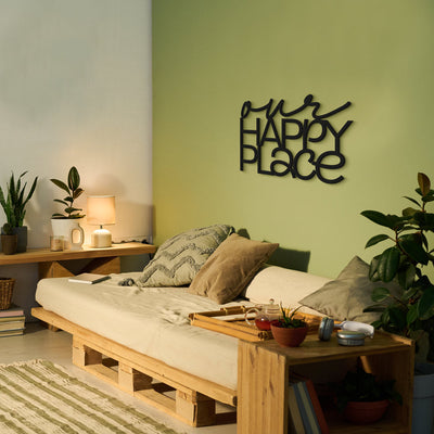 Scritta in Legno Our Happy Place