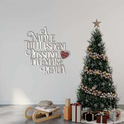 Scritta in Legno a Natale tutti i sogni diventano realtà