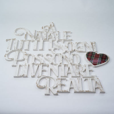 Scritta in Legno a Natale tutti i sogni diventano realtà