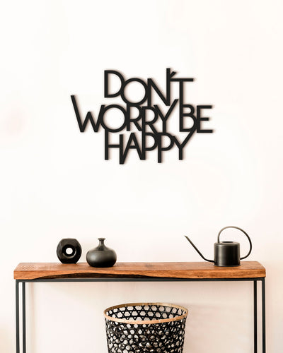 scritta in legno decorazione da appendere dont' worry be happy 
 