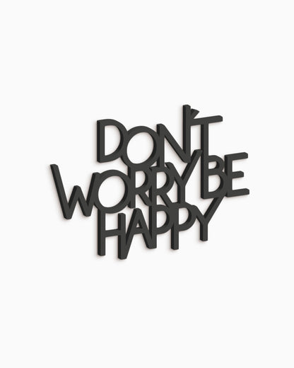 scritta in legno decorazione da appendere dont' worry be happy 
 #colore_nero