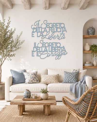 Scritta in legno Il segreto della felicità