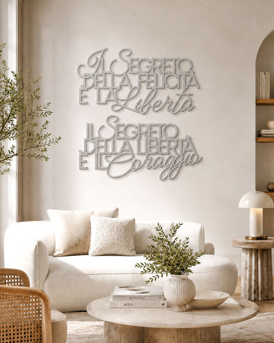 Scritta in legno Il segreto della felicità
