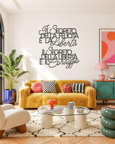 Scritta in legno Il segreto della felicità