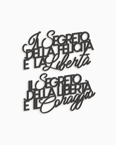 Scritta in legno Il segreto della felicità
