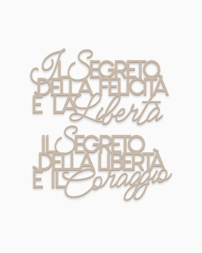 Scritta in legno Il segreto della felicità