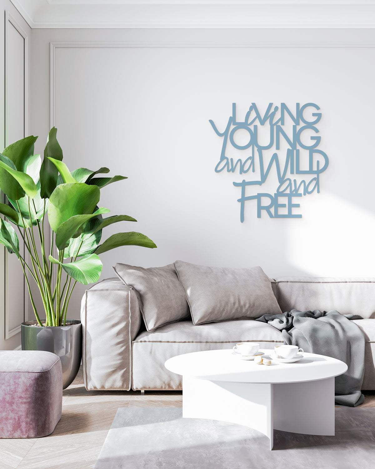 Scritta in legno Young, wild and free