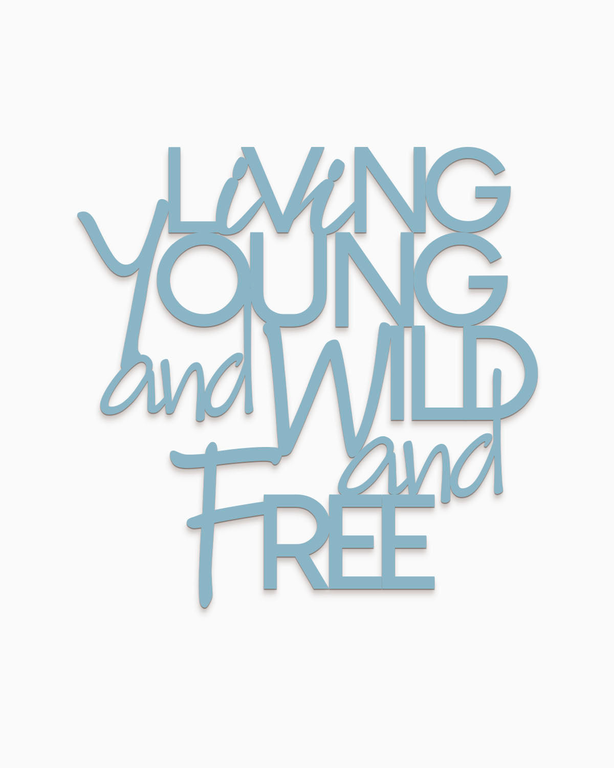 Scritta in legno Young, wild and free