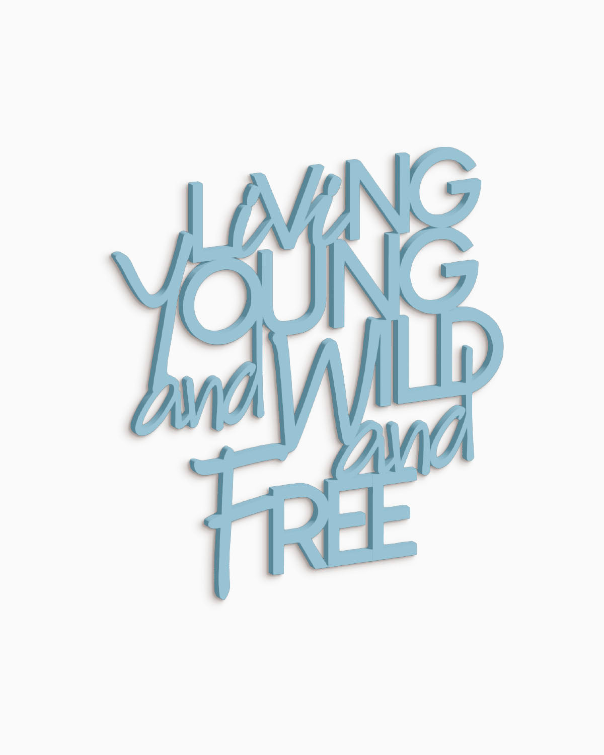 Scritta in legno Young, wild and free