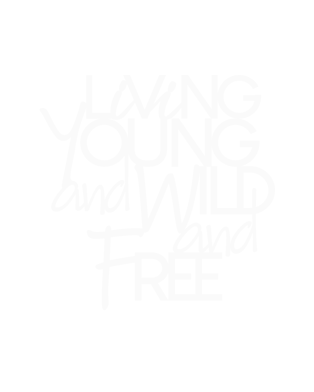 Scritta in legno Young, wild and free