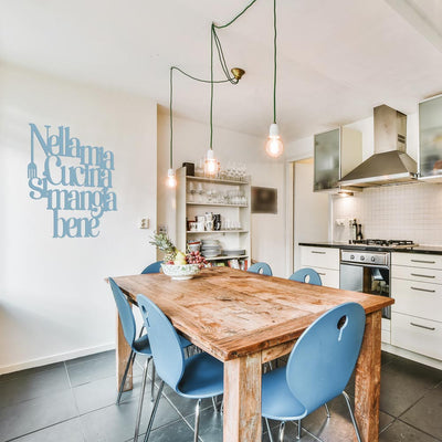Scritta in Legno Nella mia cucina si mangia bene