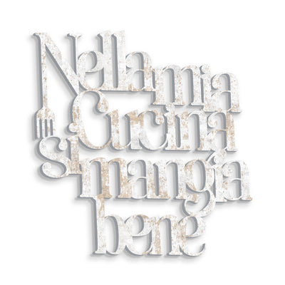 Scritta in Legno Nella mia cucina si mangia bene