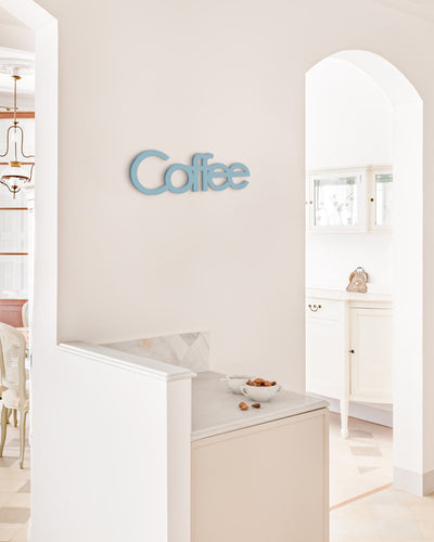 Scritta in legno decorativa realizzata a mano ideale per la cucina decorazione cucina coffee scritta da appendere #colore_azzurro-polvere