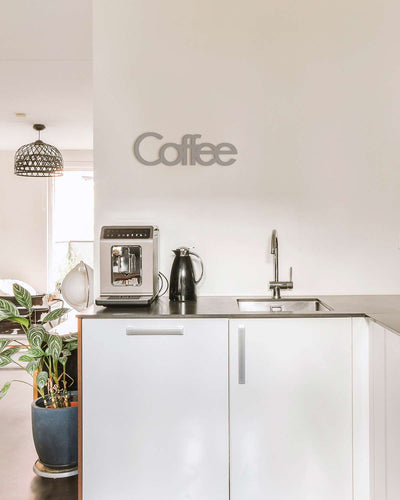 Scritta in legno decorativa realizzata a mano ideale per la cucina decorazione cucina coffee scritta da appendere #colore_grigio-medio