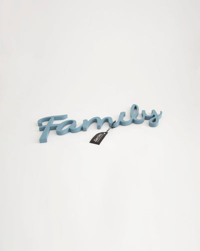 decorazione murale in legno scritta decorativa per la casa family #colore_azzurro-polvere