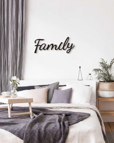 decorazione murale in legno scritta decorativa per la casa family #colore_nero