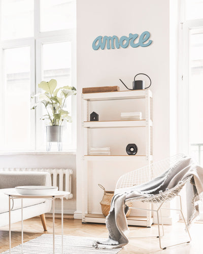 Decorazione murale in legno per la casa scritta amore idea regalo #colore_azzurro-polvere