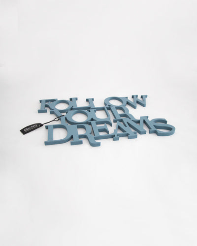 decorazione in legno follow your dreams scritta da appendere #colore_azzurro-polvere