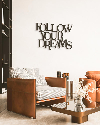 decorazione in legno follow your dreams scritta da appendere #colore_nero