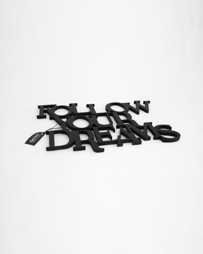 decorazione in legno follow your dreams scritta da appendere #colore_nero