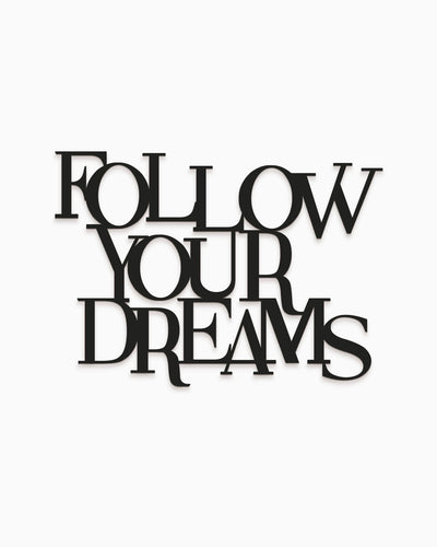 decorazione in legno follow your dreams scritta da appendere 