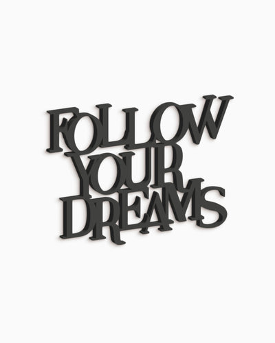 decorazione in legno follow your dreams scritta da appendere #colore_nero