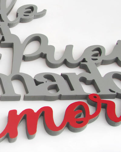 scritta in legno bicolore citazione famosa decorazione casa frase idea regalo 